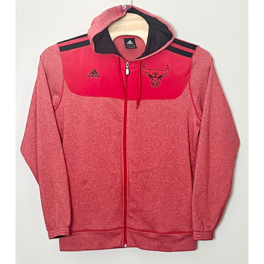 Adidas Chicago Bulls Full Zip Hoodie  Mens XL Red NBA Sweatshirt Fleece Logo